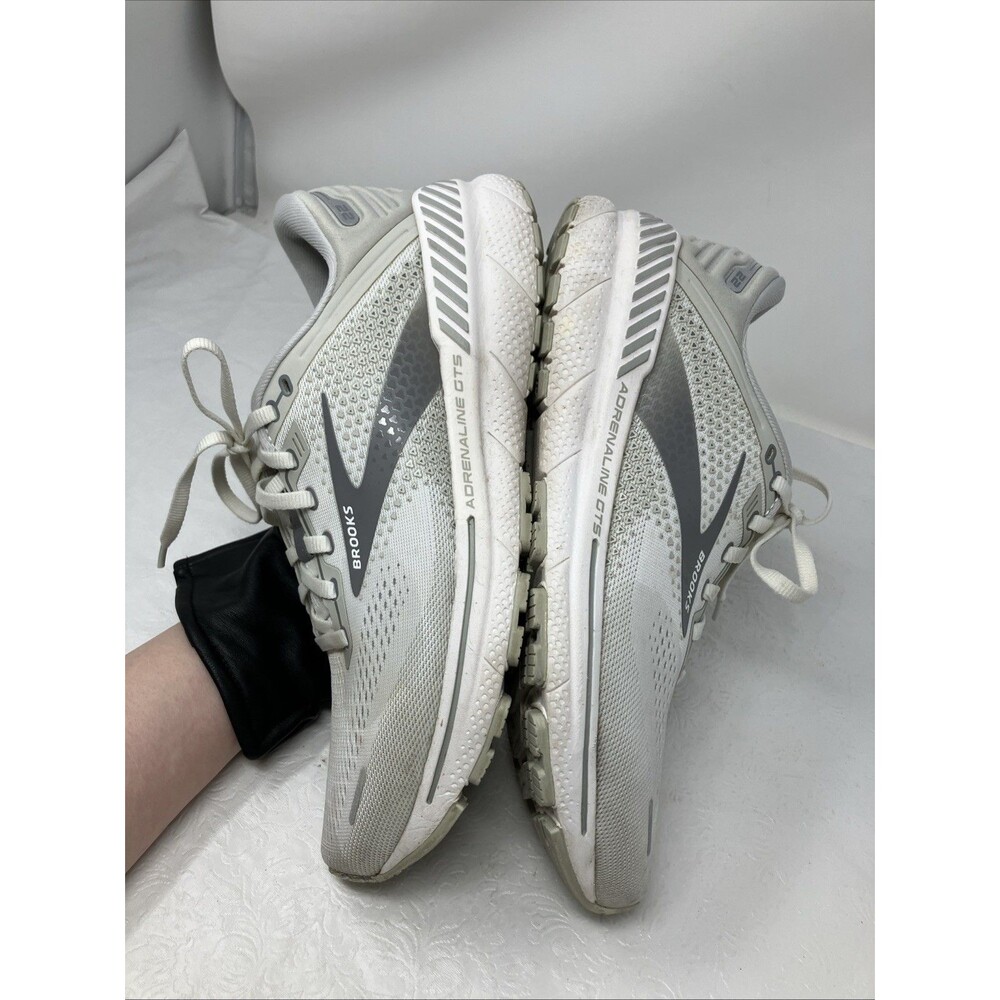 Brooks Shoes Adrenaline GTS 22 Womens 10 White Gray Running Walking Sneakers